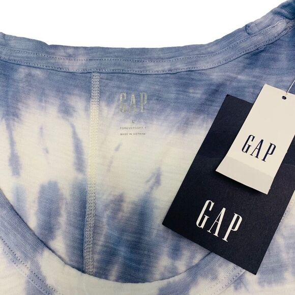 Gap Foreversoft Blue and White Tie Dye T-Shirt - Picture 7 of 12